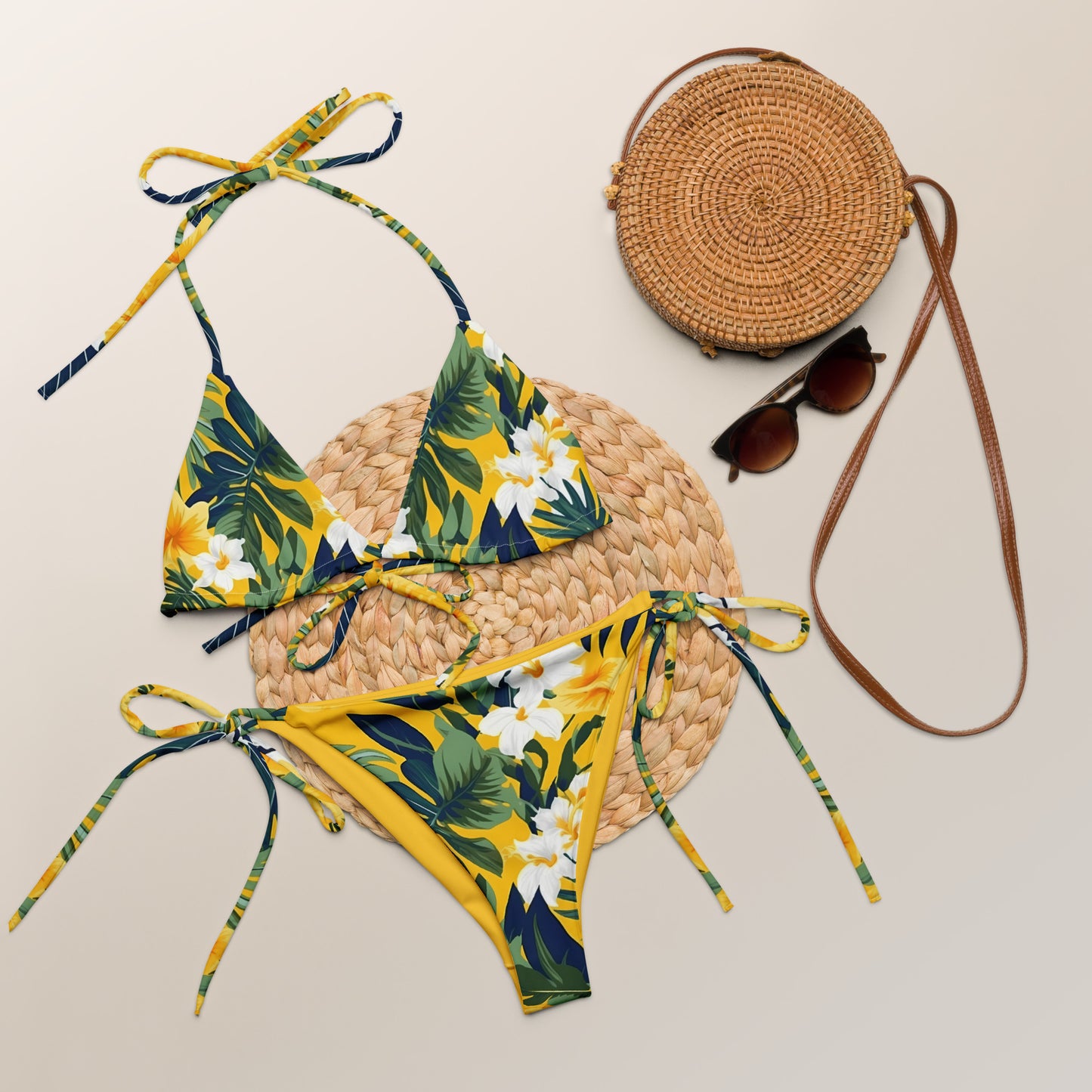 Yellow Flowers Jungle Triangle Bikini