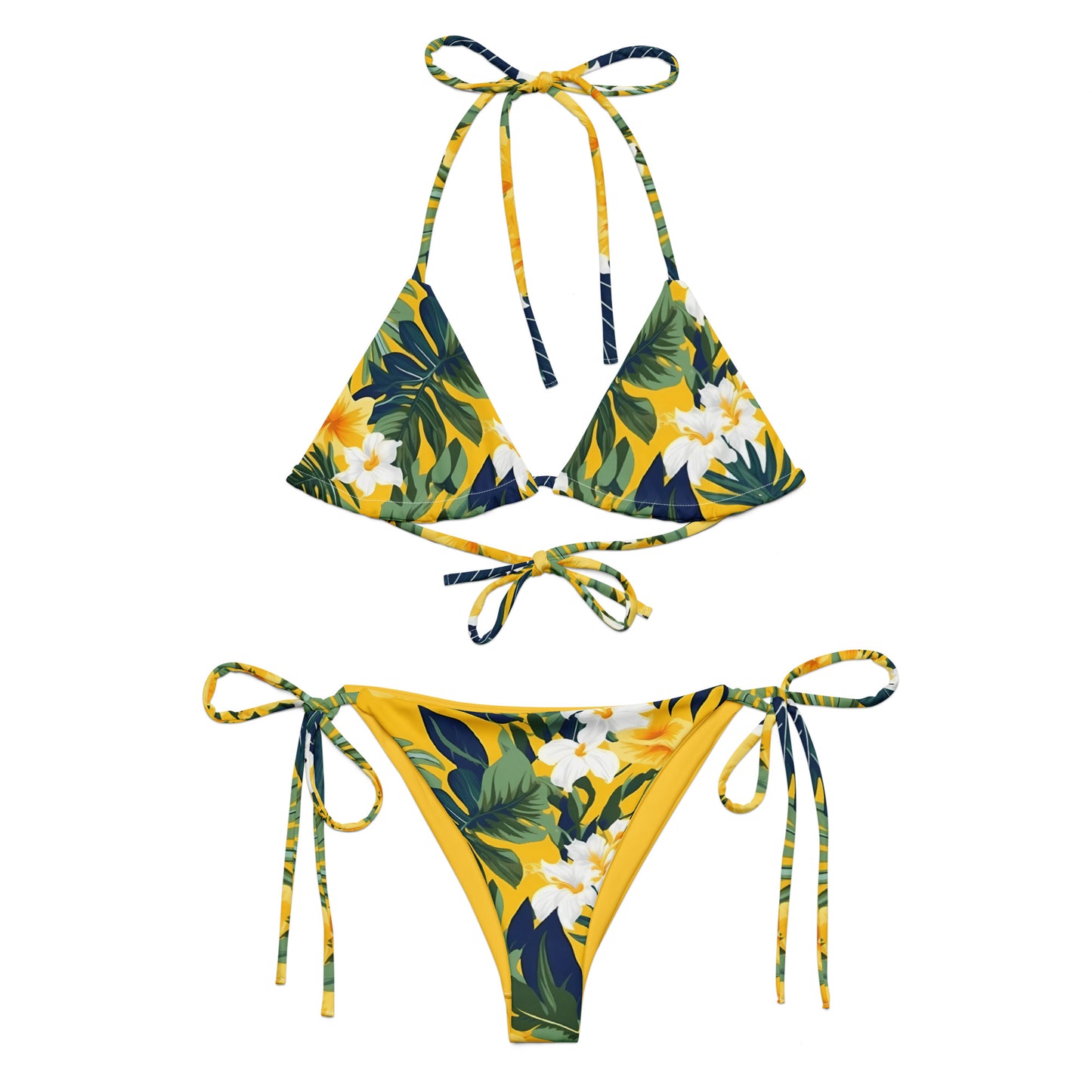 Yellow Flowers Jungle Triangle Bikini