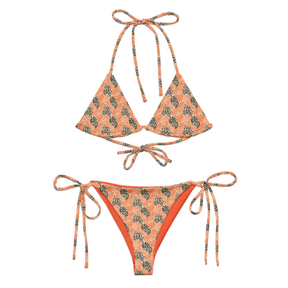 Black And Orange Tiger Animal Print Triangle Bikini