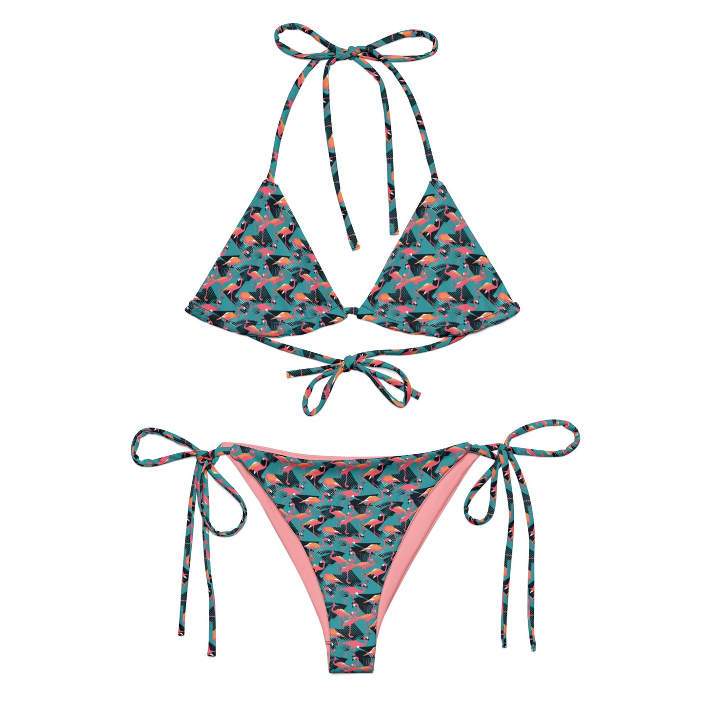 90's Flamingo Animal Print Triangle Bikini