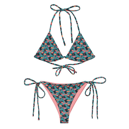 90's Flamingo Animal Print Triangle Bikini