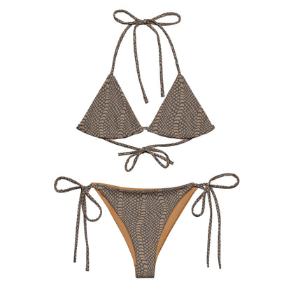 Brown Snake Skin Animal Print Triangle Bikini