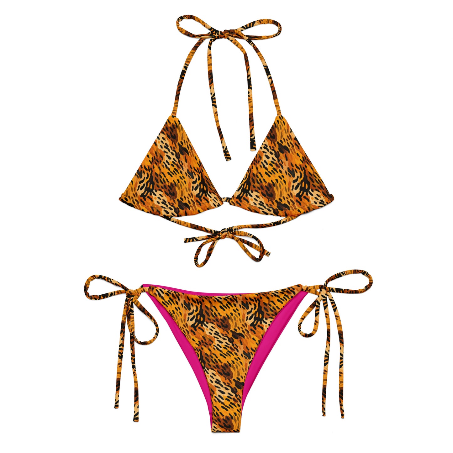 Caramel Feline Animal Print Triangle Bikini