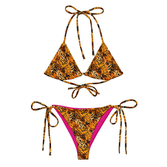 Caramel Feline Animal Print Triangle Bikini