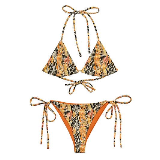 Orange Feline Animal print Triangle Bikini