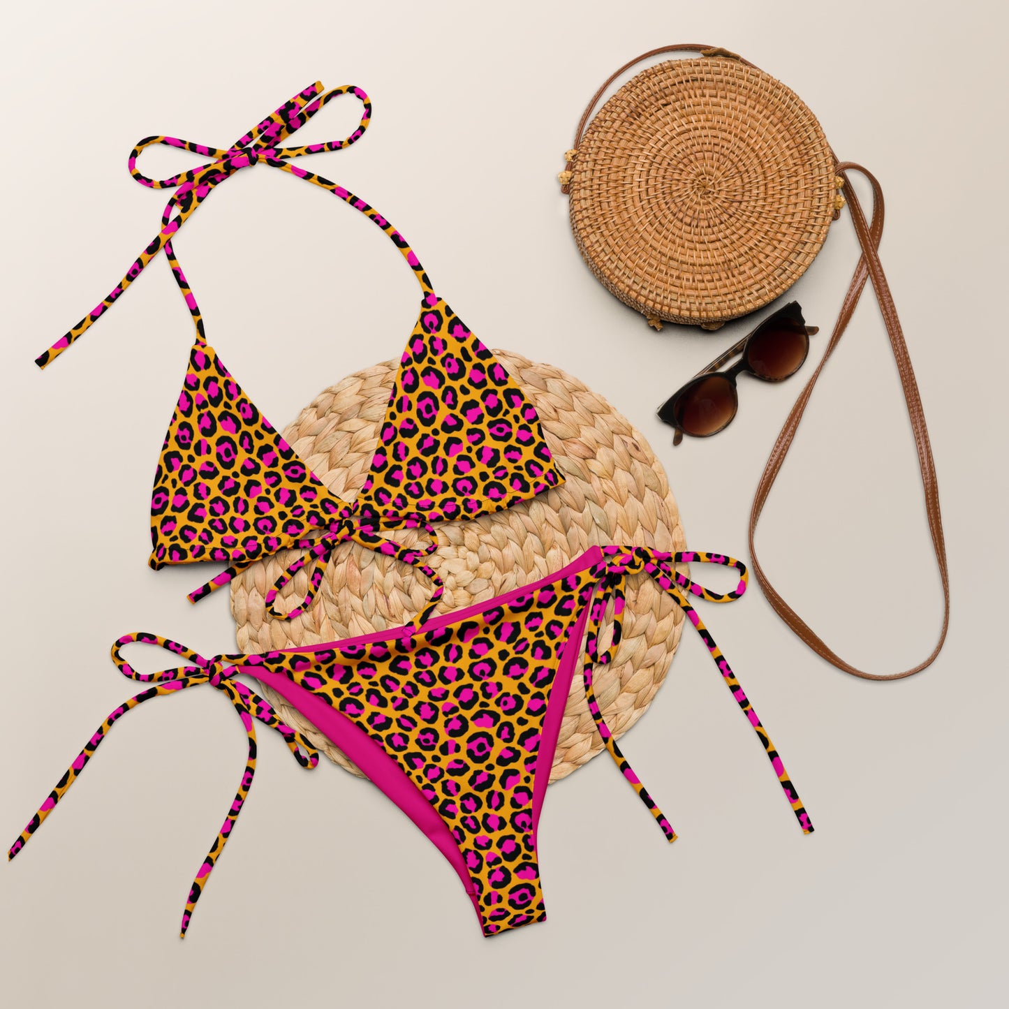 Fuchsia Cheetah Animal Print Triangle Bikini