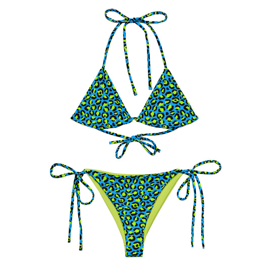 Electric Blue Cheetah Animal Print Triangle Bikini