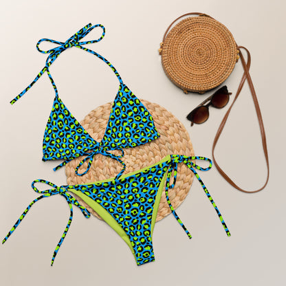 Electric Blue Cheetah Animal Print Triangle Bikini