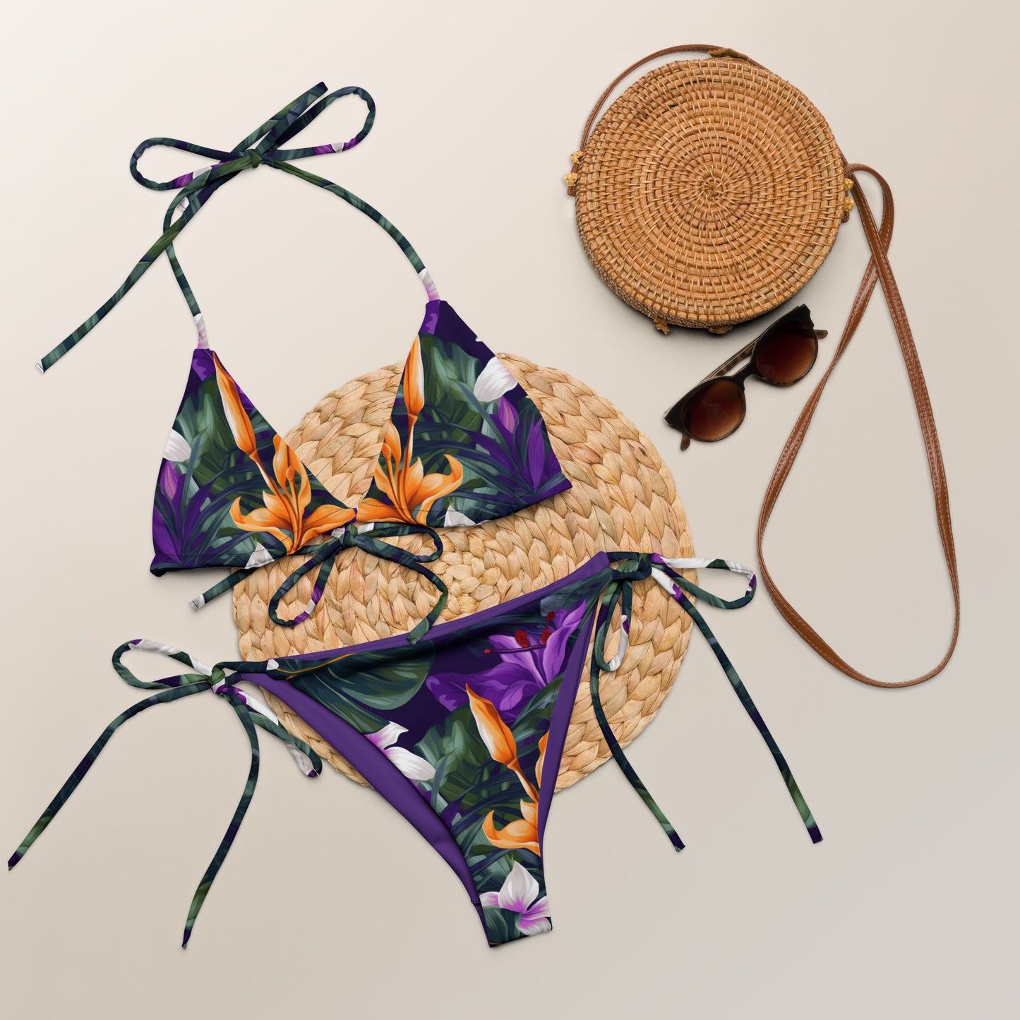 Purple Jungle Triangle Bikini