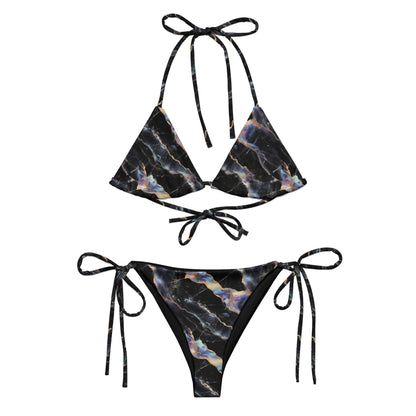 Thunder Black Abstract Marble Triangle Bikini