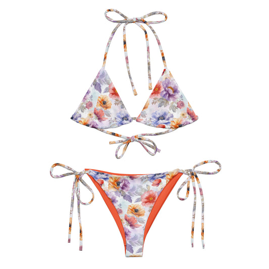 Watercolor Purple Japanese Garden Triangle Bikini