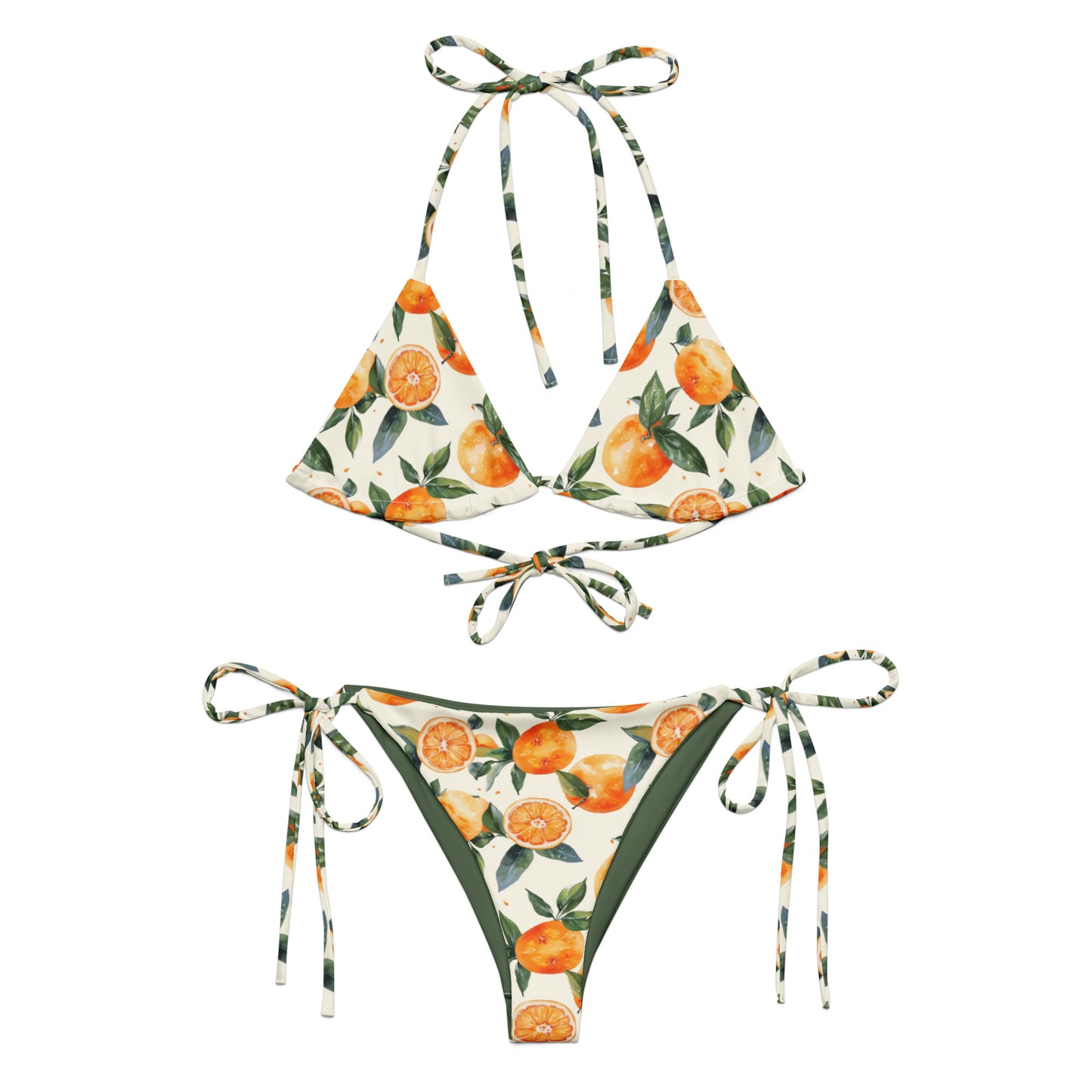 Watercolor Orange Juice Fruit Triangle Bikini