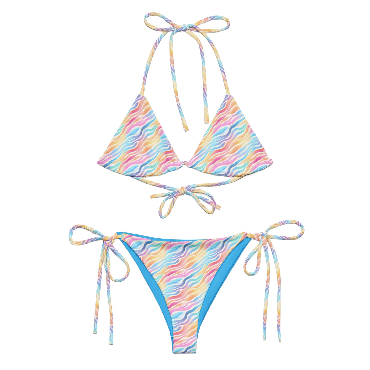 Rainbow Zebra Animal Print Triangle Bikini