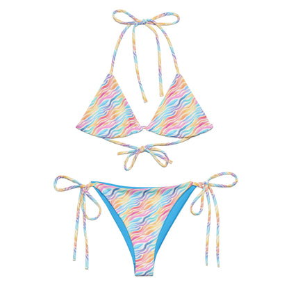 Rainbow Zebra Animal Print Triangle Bikini