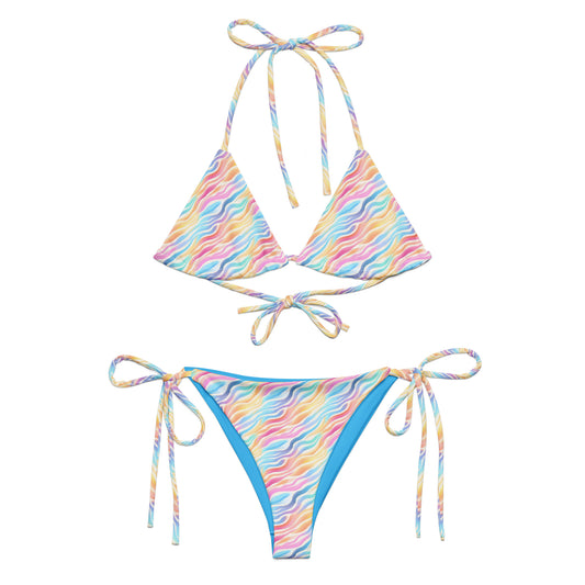 Rainbow Zebra Animal Print Triangle Bikini