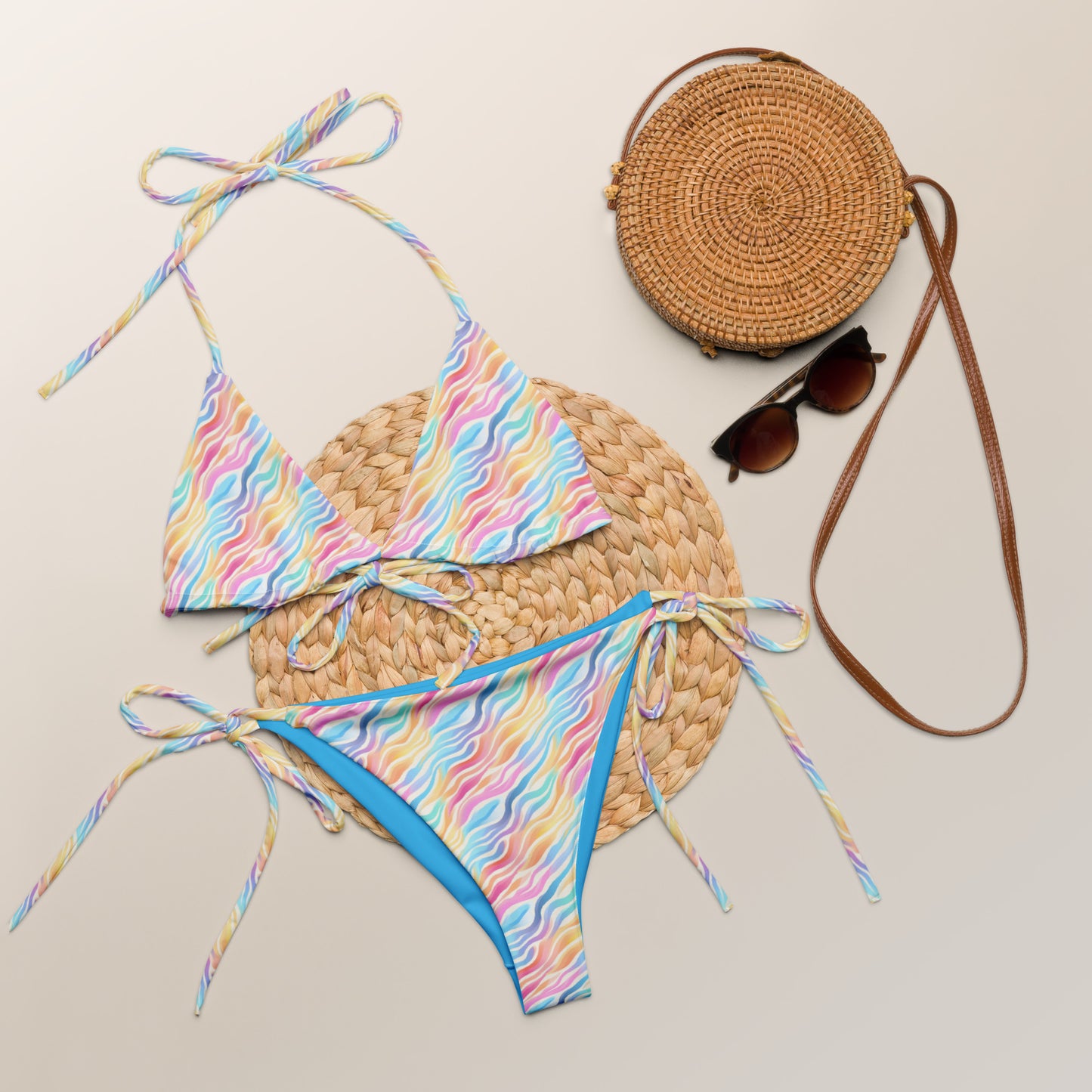 Rainbow Zebra Animal Print Triangle Bikini