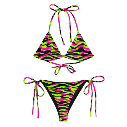 Electric Zebra Animal Print Triangle Bikini