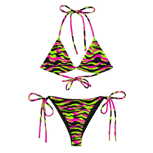 Electric Zebra Animal Print Triangle Bikini