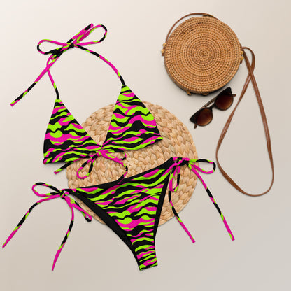 Electric Zebra Animal Print Triangle Bikini