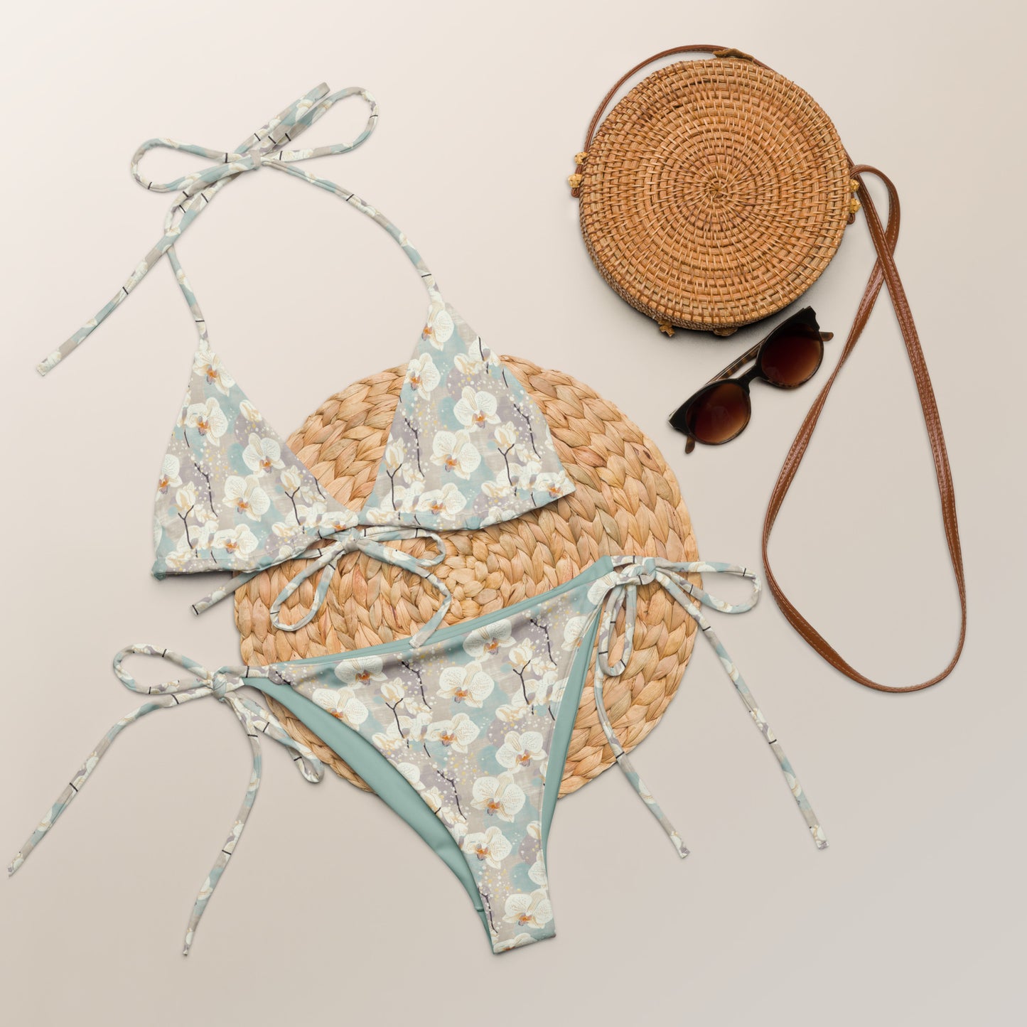 Dusty Japanese Orchids Triangle Bikini