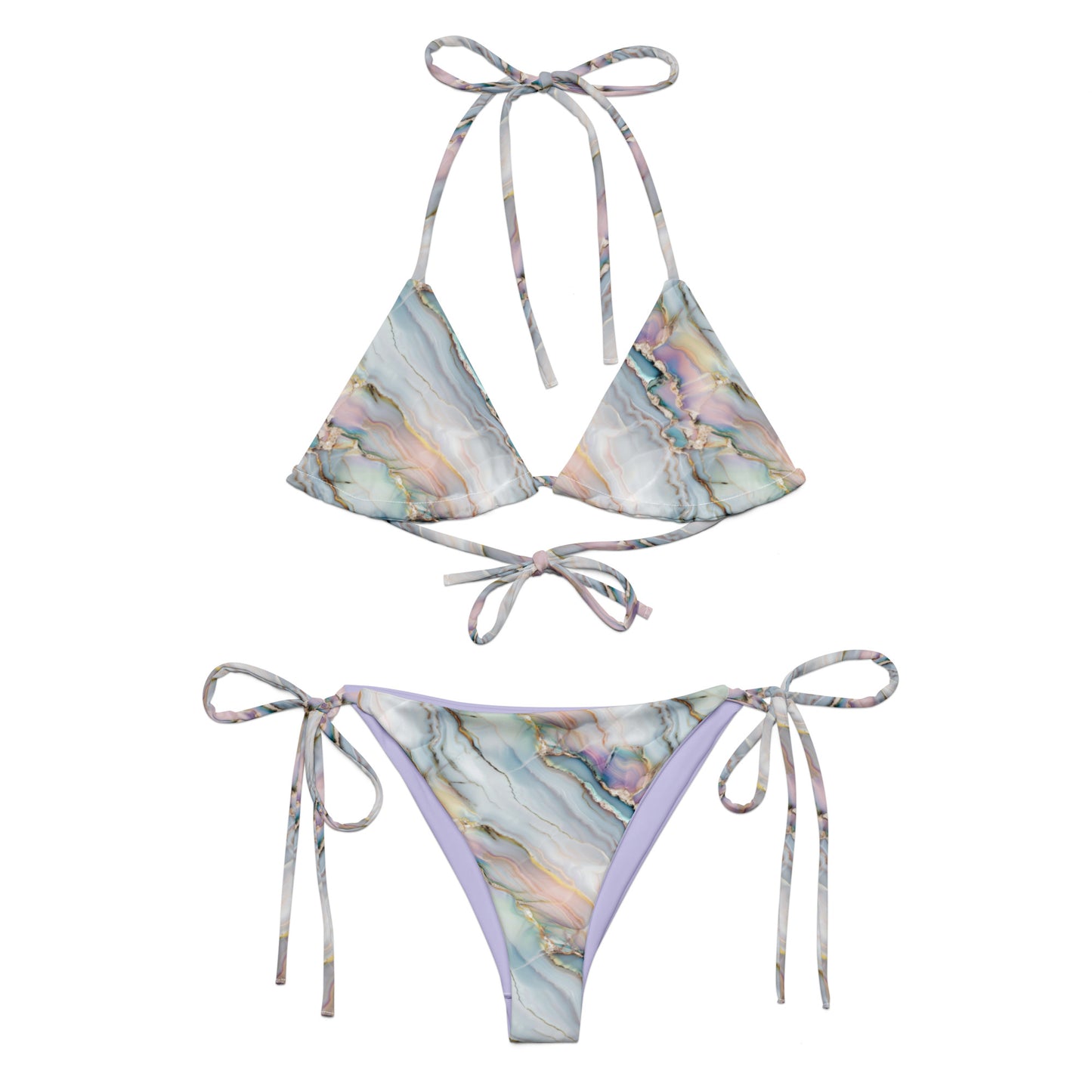 Pastel Purple Abstract Marble Triangle Bikini