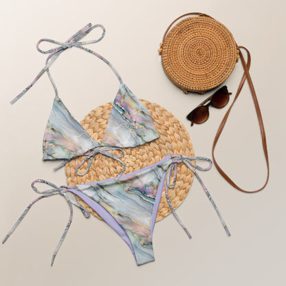 Pastel Purple Abstract Marble Triangle Bikini