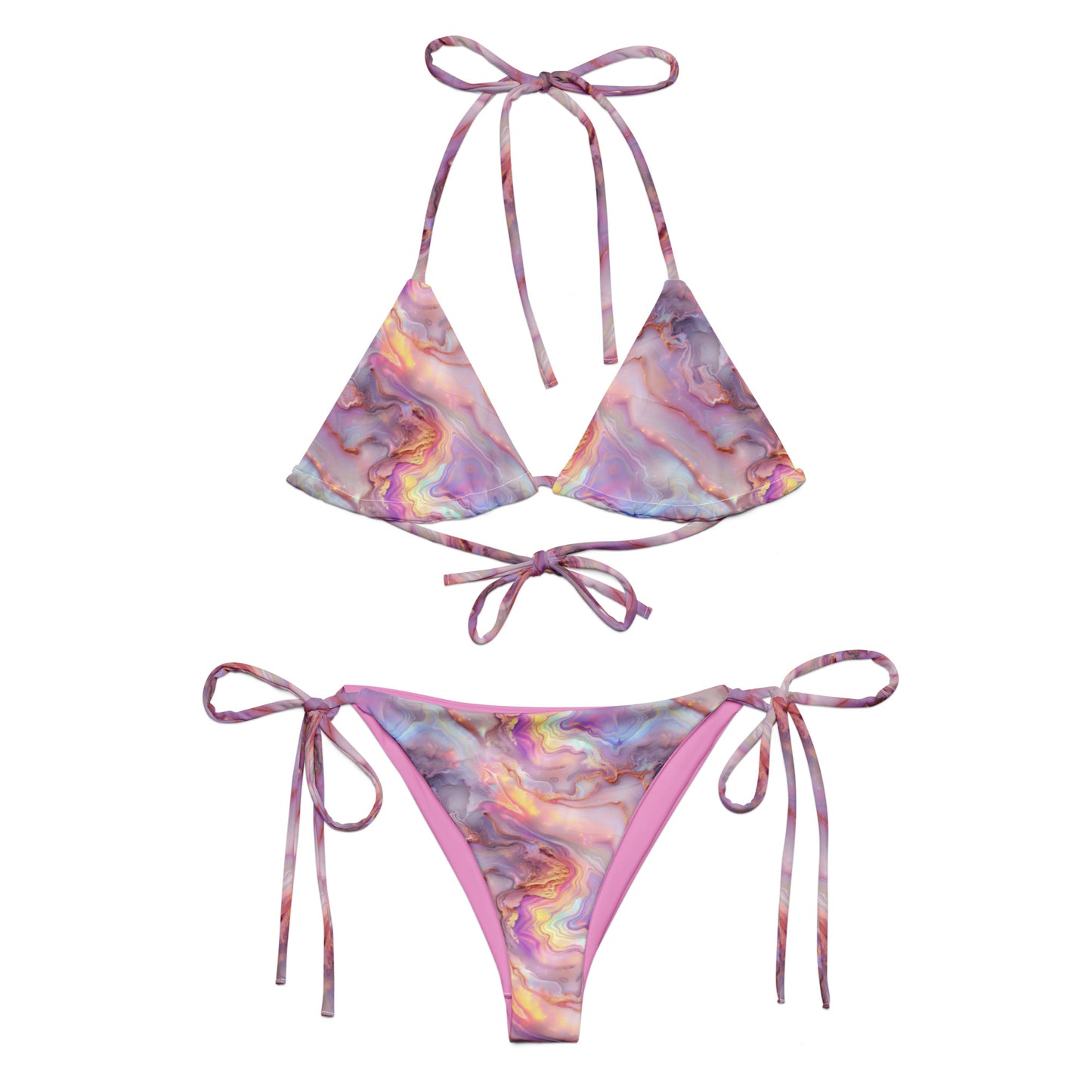 Pink Abstract Marble Galaxy Triangle Bikini