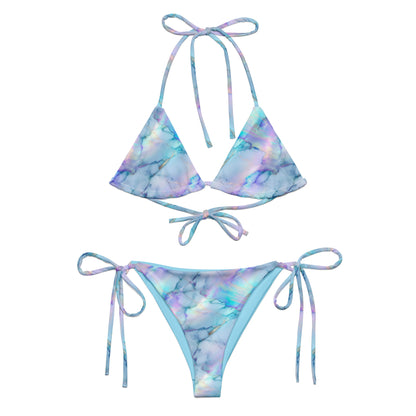 Blue Abstract Marble Galaxy Triangle Bikini