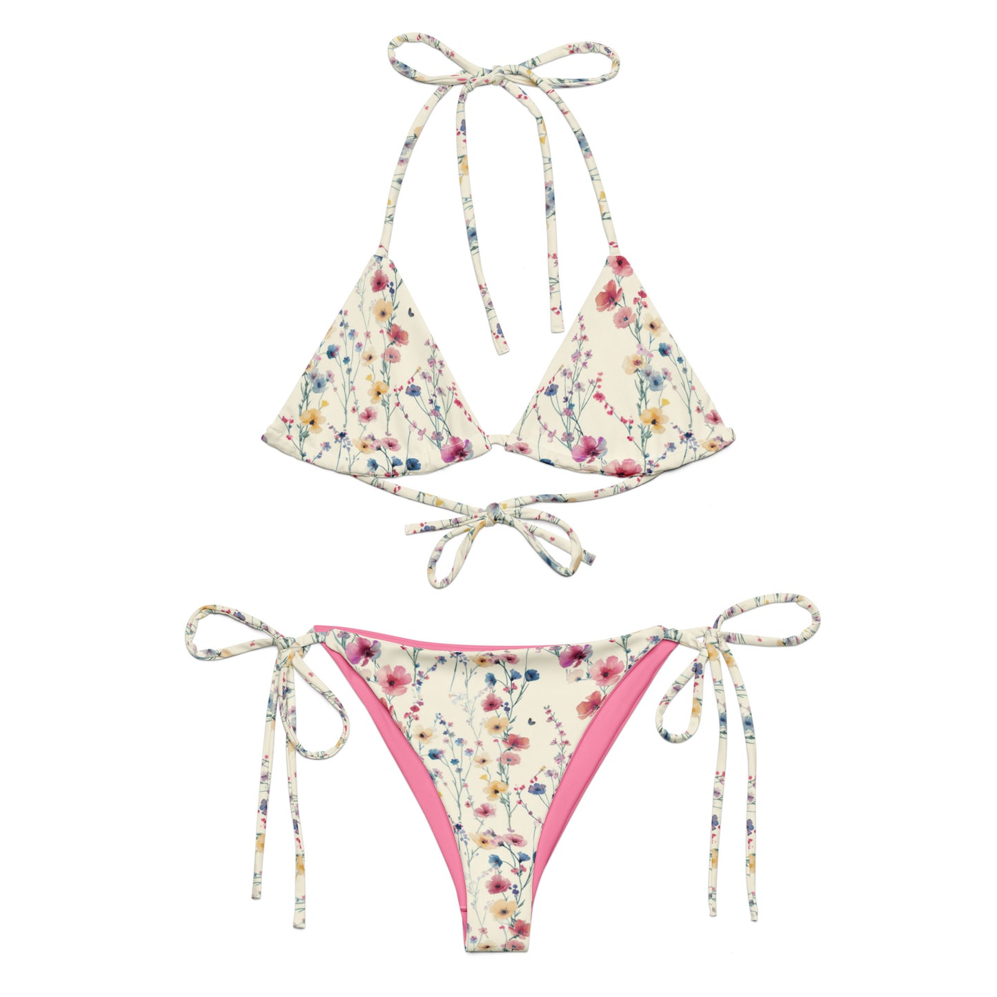 Delicat Pink Japanese Flowers Triangle Bikini