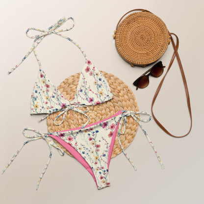 Delicat Pink Japanese Flowers Triangle Bikini