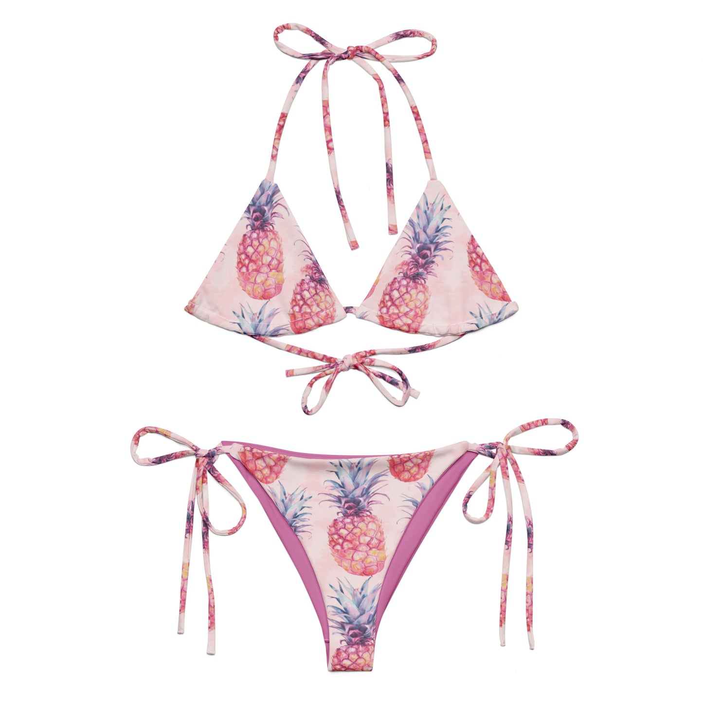 Pinkish Pineapple Fruit Triangle Bikini