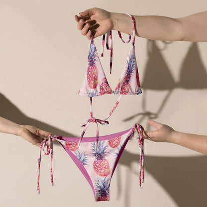 Pinkish Pineapple Fruit Triangle Bikini