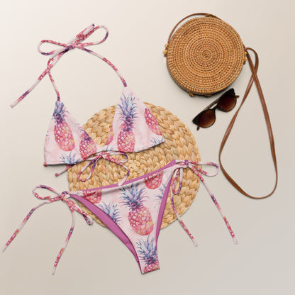 Pinkish Pineapple Fruit Triangle Bikini