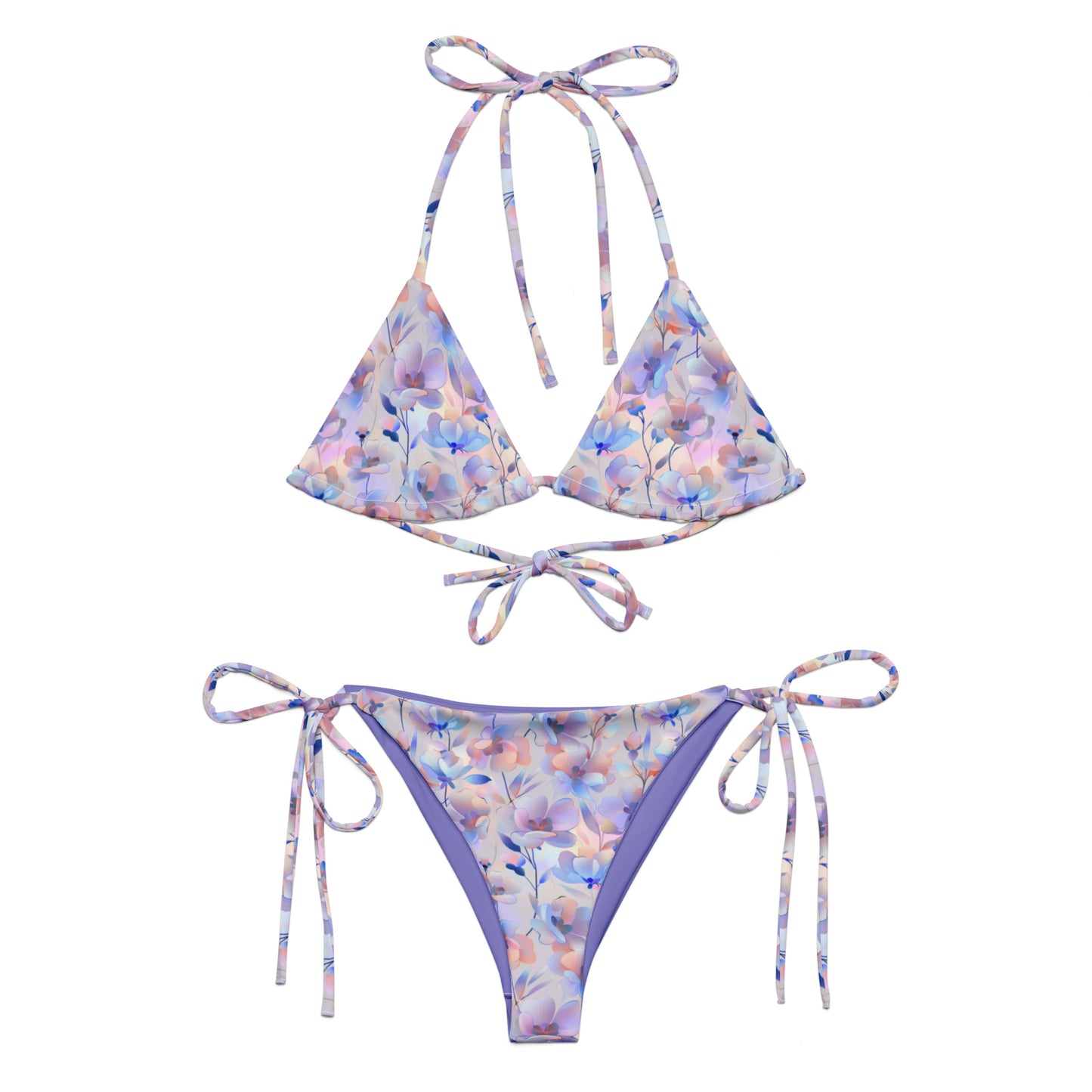 Holographic Fairy Flowers Triangle Bikini