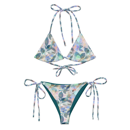 Holographic Green Plants Triangle Bikini