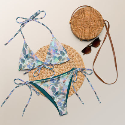 Holographic Green Plants Triangle Bikini