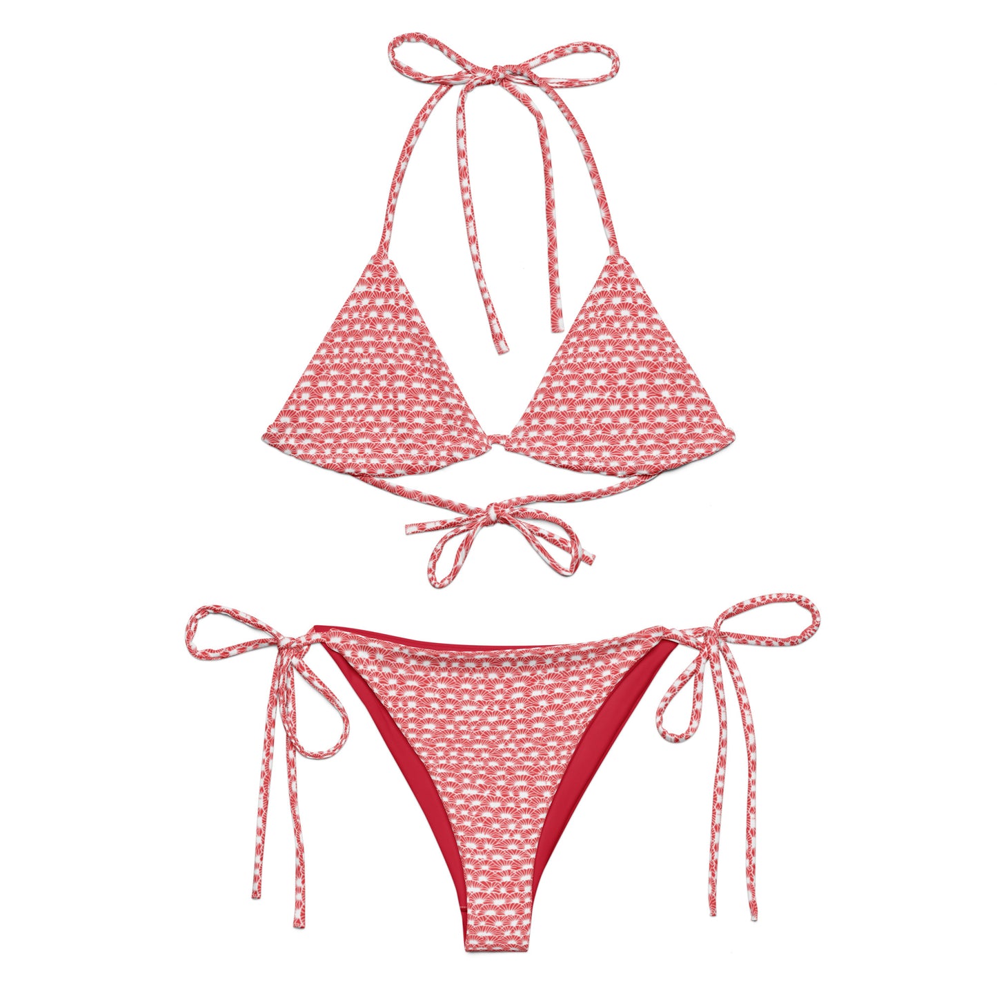 White And Red Fan Japan Triangle Bikini