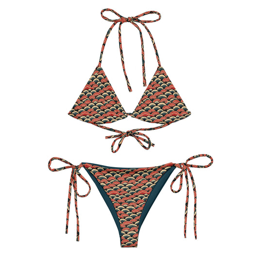 Red And Beige Fish Skin Japan Triangle Bikini