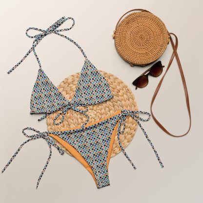 Moroccan Orange and Green Mosaic Tiles Triangle Bikini