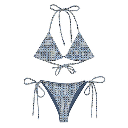 Moroccan Blue Mosaic Tiles Print Triangle Bikini