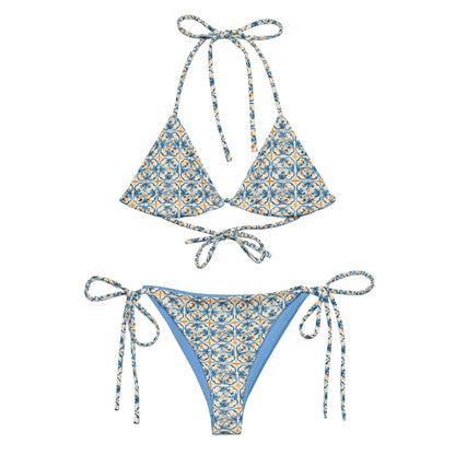 Vintage Portugal Blue and Yellow Mosaic Tile Triangle Bikini