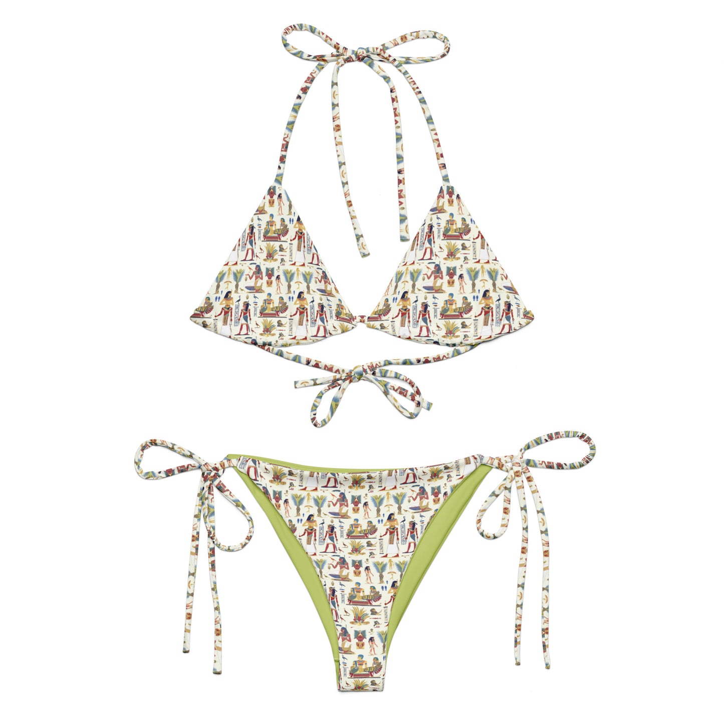 Egyptian Beige and Red Print Triangle Bikini