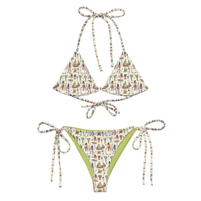 Egyptian Beige and Red Print Triangle Bikini