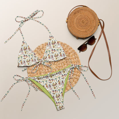 Egyptian Beige and Red Print Triangle Bikini