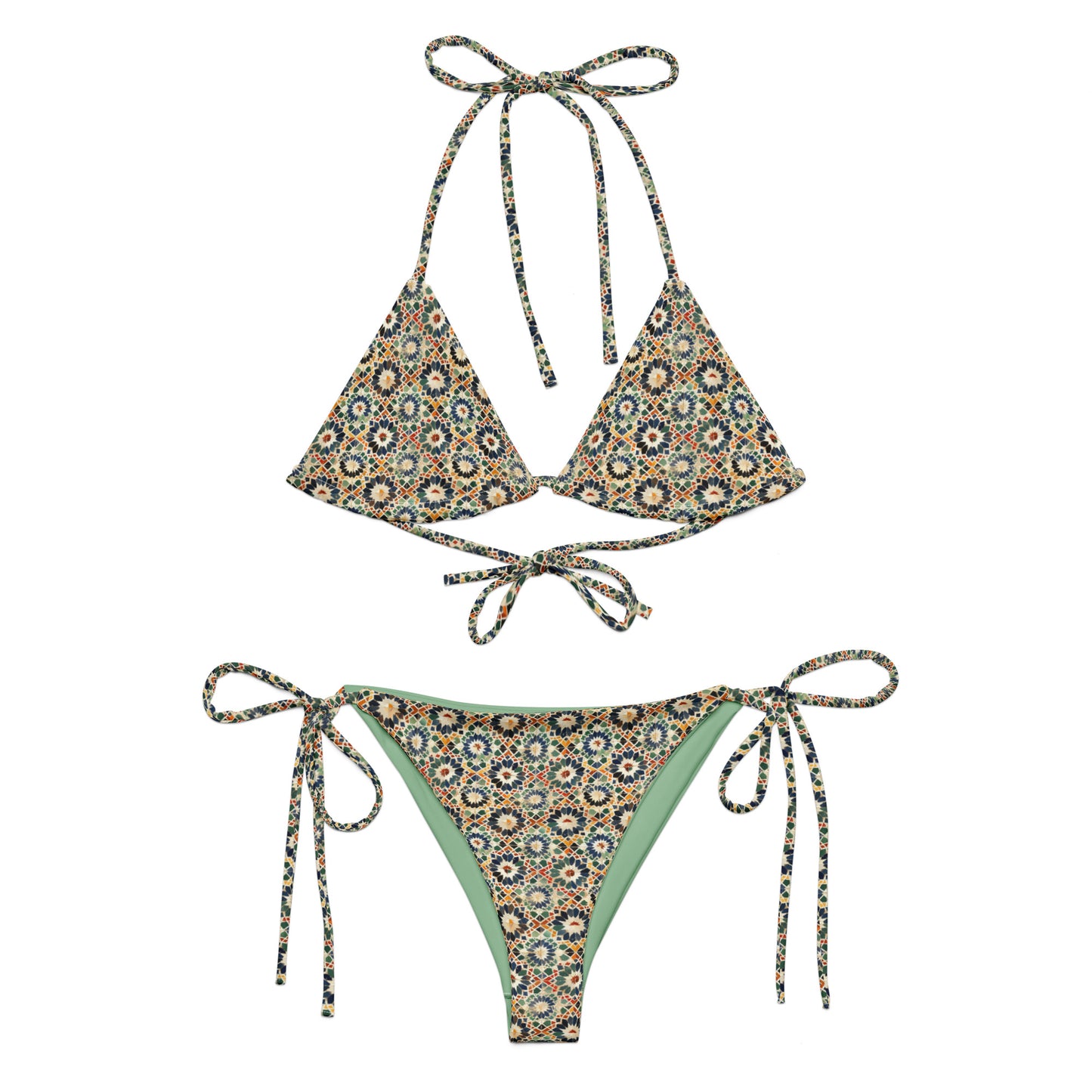 Morocco Multicolors Mosaic Tiles Print Triangle Bikini