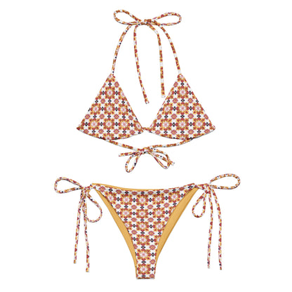 Jainism White and Red Print Triangle Bikini