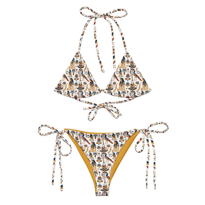 Egyptian White and Red Print Triangle Bikini