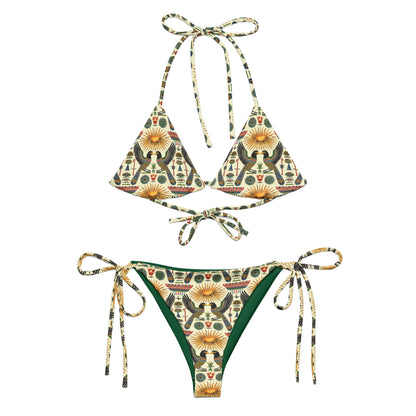 Egyptian Gemini Birds Print Triangle Bikini