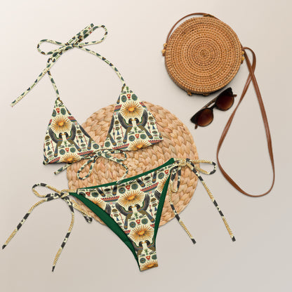 Egyptian Gemini Birds Print Triangle Bikini