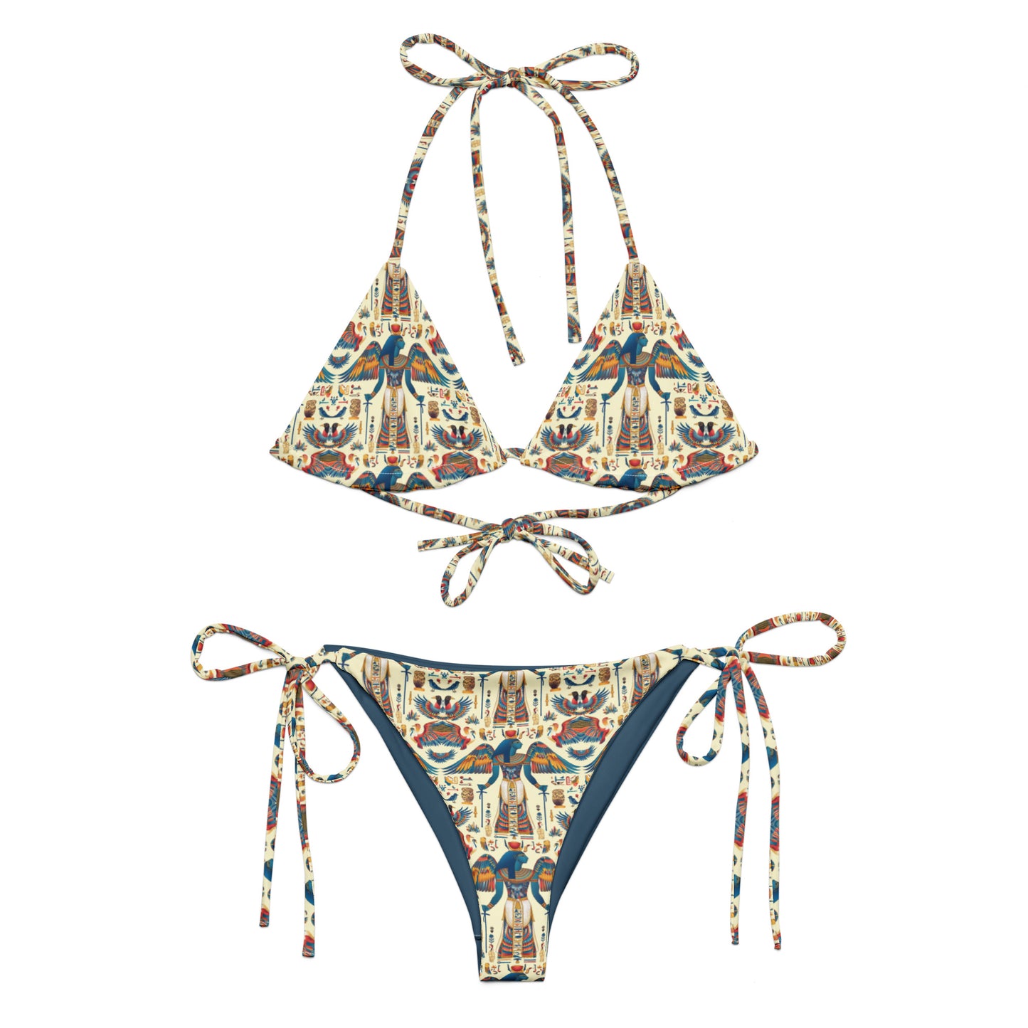 Egyptian Blue God Print Triangle Bikini